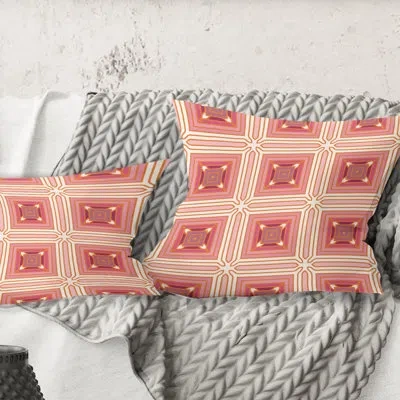 Design Art Geometric Retro Design Ii - Mid-century Modernprinted Throw Pillow In Pink