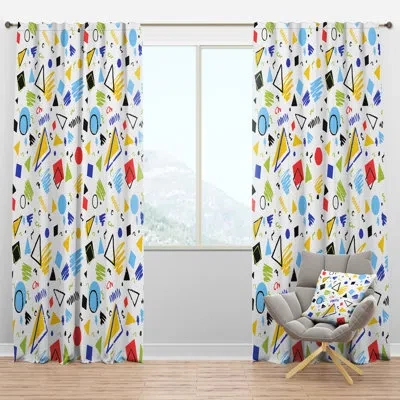 Design Art Geometric Retro Design Iii - Mid-century Curtain - Velvet Room Darkening - 1 Panel