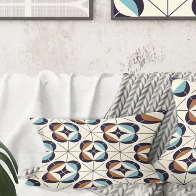 Design Art Geometric Retro Design V - Mid-century Modernprinted Throw Pillow