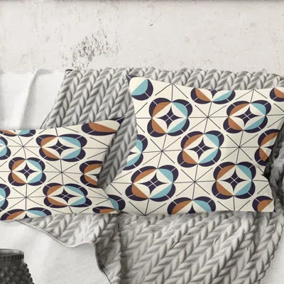 Design Art Geometric Retro Design V - Mid-century Modernprinted Throw Pillow In Brown