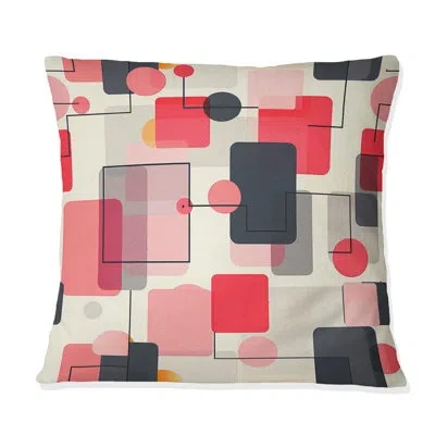Design Art Geometric Shapes I - Geometric Throw Pillow In Black;red