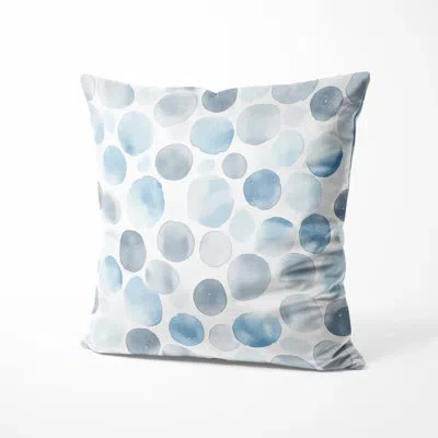 Design Art Geometric Shapes Sofa Throw Pillow - Modern Circle Breeze Silver Blue Printed Cushion In Gray;silver