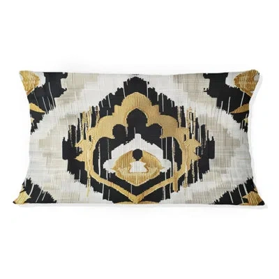 Design Art Geometric Throw Pillow In Black;gold
