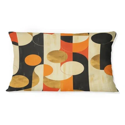 Design Art Geometric Throw Pillow In Orange;gold