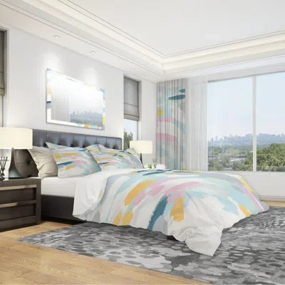 Design Art Geometric Vortex Ii - Modern & Contemporary Duvet Cover Set - Microfiber Polyester In Multicolor