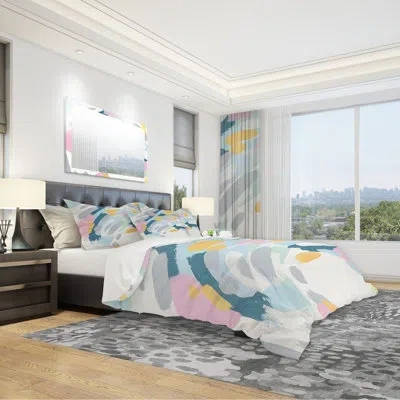 Design Art Geometric Vortex Ii - Modern & Contemporary Duvet Cover Set - Microfiber Polyester In Multicolor