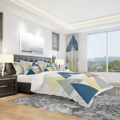 Design Art Geometrical Composition Triangles Ii Duvet Cover Set In Multicolor