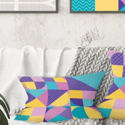 Design Art Geometrical Pastel Abstract I - Mid-century Modernprinted Throw Pillow