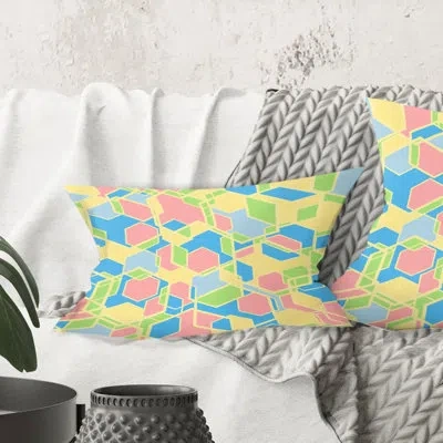 Design Art Geometrical Pastel Abstract Ii - Mid-century Modernprinted Throw Pillow