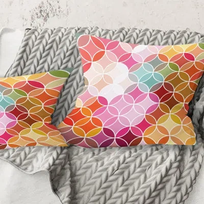 Design Art Geometrical Retro Design Ii - Mid-century Modernprinted Throw Pillow In Pink