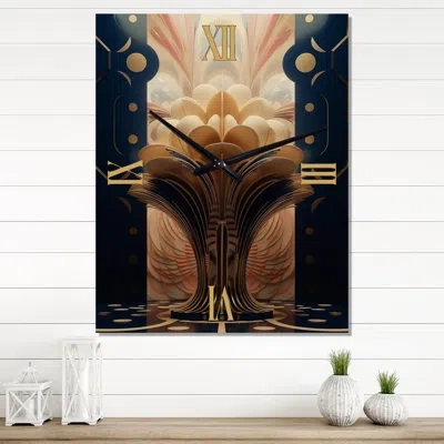 Design Art Geometry Of Consciousness Contemporary - Modern Geometric Very Large Wall Clocks In Brown;yellow