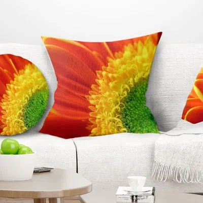 Design Art Gerber Daisy Flower Petals - Floral Printed Pillow In Yellow;orange