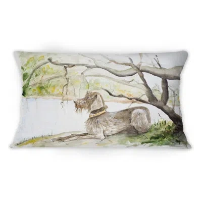 Design Art German Wirehaired Pointer -1 Traditional Printed Throw Pillow