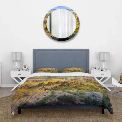 Design Art Gettysburg National Military Park - Vintage Duvet Cover Set - Microfiber Polyester In Green;yellow