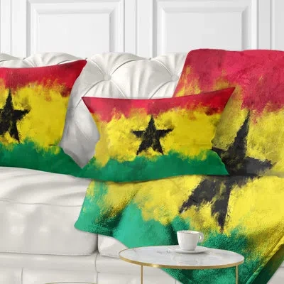 Design Art Ghana Flag - Maps & Flags Printed Throw Pillow