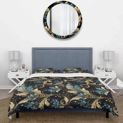 Design Art Gilded Luxe Paisley Pattern I Bedding In Blue;black;gold