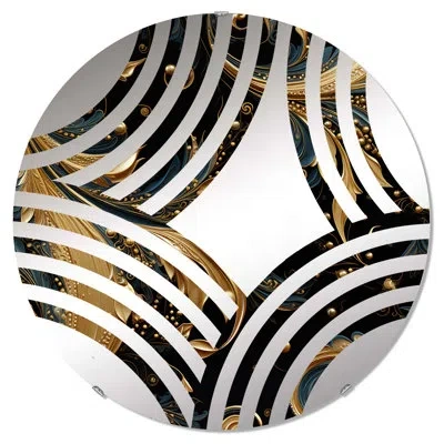 Design Art Gilded Splendor Paisley Pattern I - Baptist Fan Decorative Mirror Circle In Gold;black;gold;black