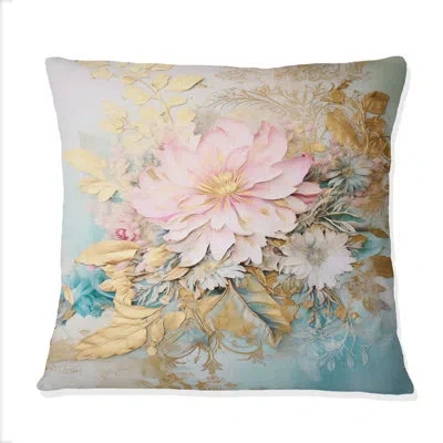 Design Art Gilden Pink Lily Vintage Illustration - Lily Printed Throw Pillow