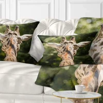 Design Art Giraffe Head Back View - Animal Printed Pillow