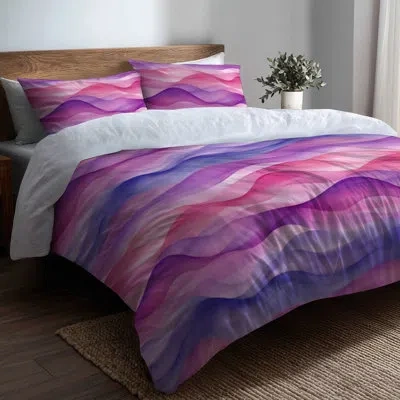 Design Art Girls Abstract Comforter Set Of 6 - Motion Teen Waves Comforter Bedding Set In Pink;purple