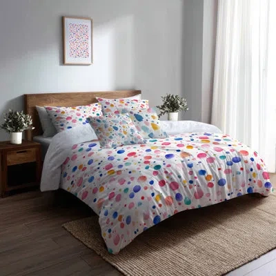 Design Art Girls Celebration Bedding Set 5 Pcs - Fun Girl Confetti Pastels Duvet Cover And Throw Pillow Set In Pink;orange
