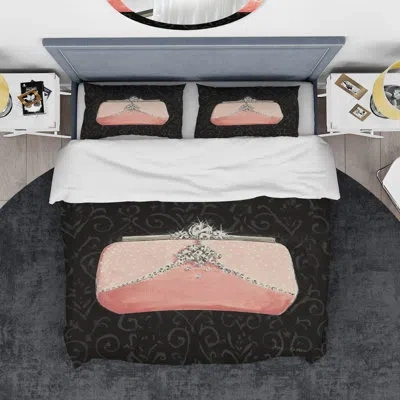 Design Art Glam & Fashion Parfum Boudoir Ii - Posh & Luxe Duvet Cover Set - Microfiber Polyester In Black