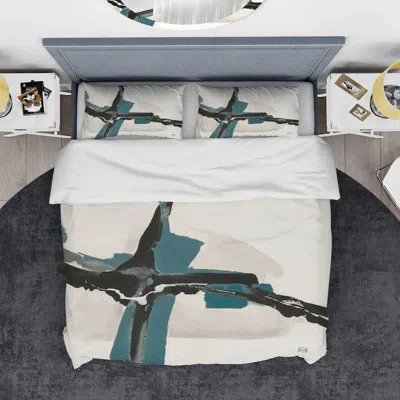 Design Art Glam Cerulean I - Transitional Duvet Cover Set - Microfiber Polyester In Multicolor