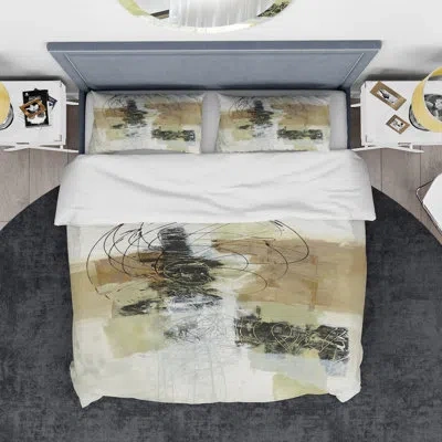 Design Art Glam Cream Dream I - Modern & Contemporary Duvet Cover Set - Microfiber Polyester In Beige