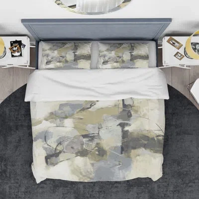 Design Art Glam Cream Dream Iii - Modern & Contemporary Duvet Cover Set - Microfiber Polyester In Gray