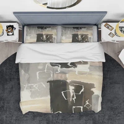 Design Art Glam Dancing Shape I - Modern & Contemporary Duvet Cover Set - Microfiber Polyester In Gray