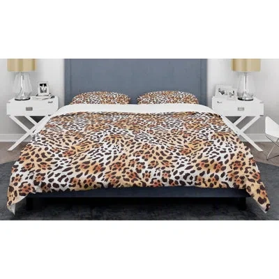 Design Art Glam Leopard Mid-century Duvet Cover Set In Black,white