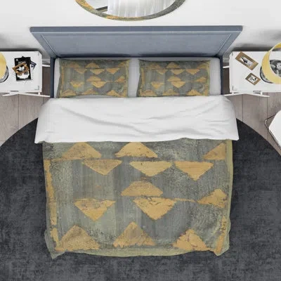 Design Art Glam Metallic Form I - Modern & Transitional Duvet Cover Set - Microfiber Polyester In Gray