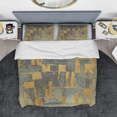 Design Art Glam Metallic Form Ii - Modern & Transitional Duvet Cover Set - Microfiber Polyester In Gray