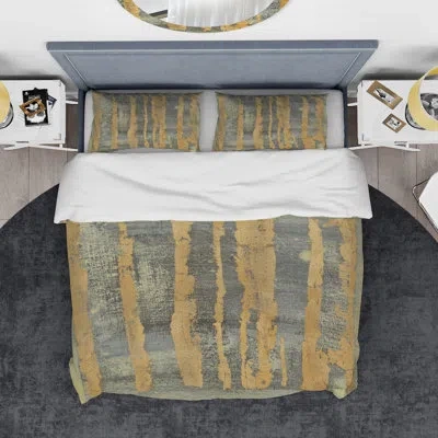 Design Art Glam Metallic Form Iv - Modern & Transitional Duvet Cover Set - Microfiber Polyester In Gray