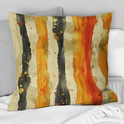 Design Art Glam Sparkling Stripes Iv - Glam Throw Pillow In Beige;gold