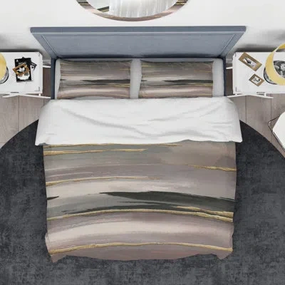 Design Art Glamorous Morning Fog Ii - Modern Glam Duvet Cover Set - Microfiber Polyester In Brown