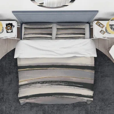 Design Art Glamorous Morning Fog Iii - Modern Glam Duvet Cover Set - Microfiber Polyester In Gray