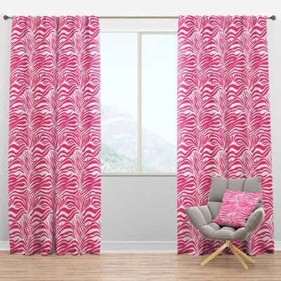 Design Art Glamour Zebra Animal Pattern - Mid-century Velvet Curtain - Room Darkening - 1 Panel