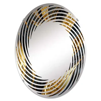 Design Art Glittering Glamour Gaze Sparkling Gold Harmony - Spiral Wall Mirror Oval In Gold;black