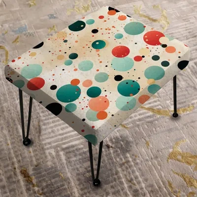 Design Art Global Polka Dot - Polka Dots Rectangle Ottoman In Orange;teal