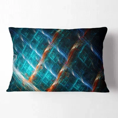 Design Art Glowing Fractal Grill - Abstract Printed Throw Pillow In Green