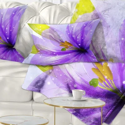 Design Art Glowing Lily Flower - Floral Printed Throw Pillow