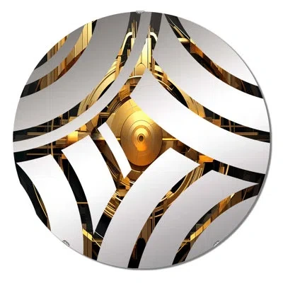 Design Art Gold And Black Cubist Visions I - Centre Wave Decorative Mirror In Gold;black