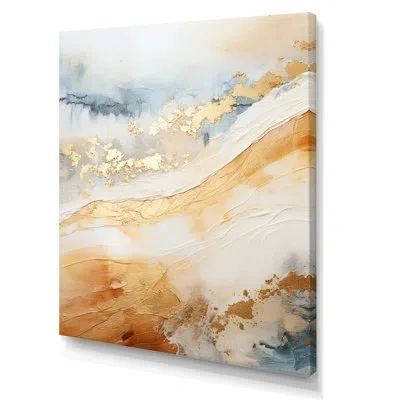 Design Art Gold And Blue Beach Sand Fusion Iii - Nautical & Beach Wall Decor In Wrapped Canvas