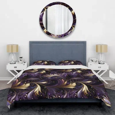 Design Art Gold And Purple Amethyst Marble Pattern - Marble Duvet Cover Set In Purple;gold