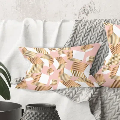 Design Art Gold And Rose Cubes I - Mid-century Modernprinted Throw Pillow