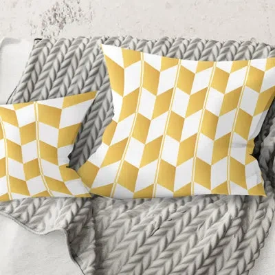 Design Art Gold And White Geometric Pattern I - Mid-century Modernprinted Throw Pillow