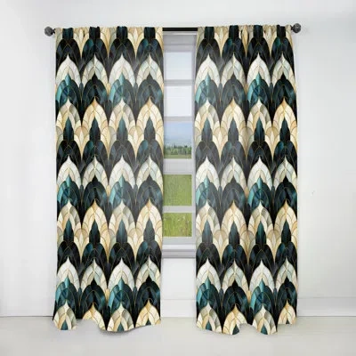 Design Art Gold Art Deco Marble Glamour Bliss - Abstract Marble Curtain - Velvet Room Darkening - 1 Panel