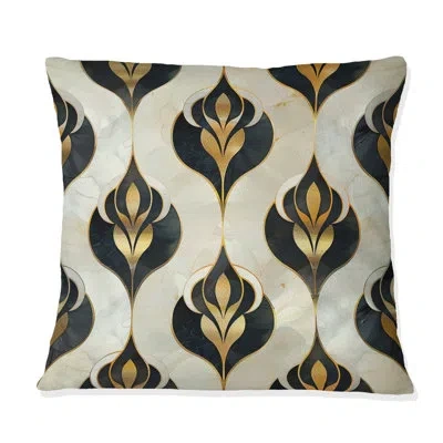 Design Art Gold Black Glam - Glam Throw Pillow In Black;gold