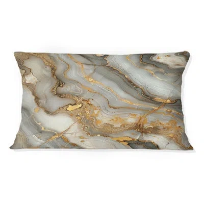Design Art Gold Black Luxury Marble Ii - Marble Lumbar Pillow In Black;gold